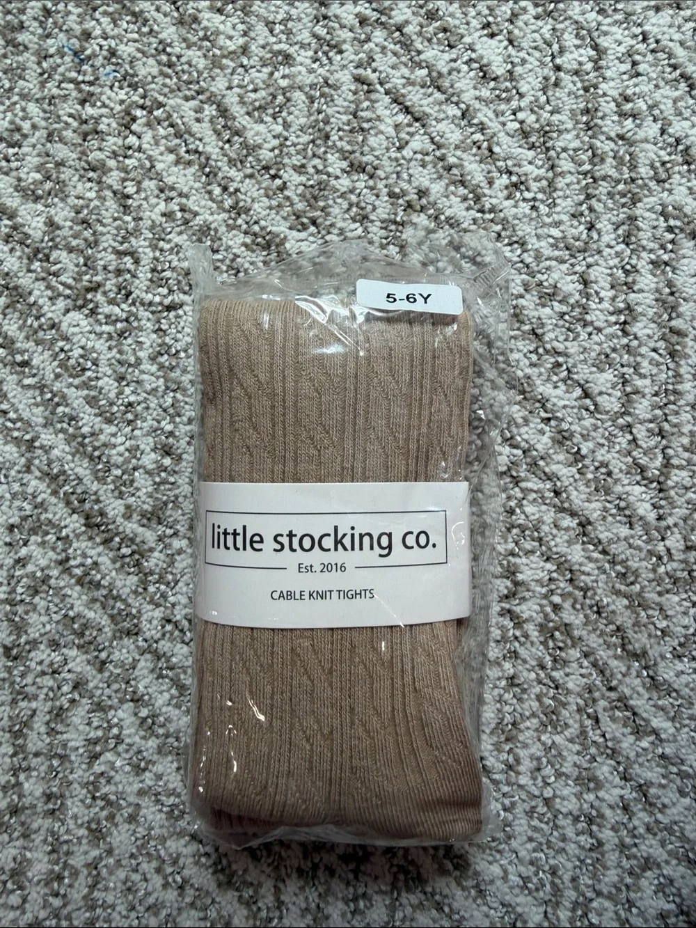 little stocking co. Kids Cable Knit Tights in Tan